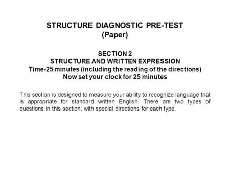 STRUCTURE DIAGNOSTIC PRE-TEST (Paper)