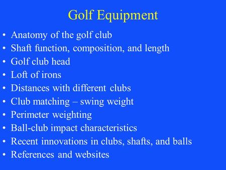Golf Equipment Anatomy of the golf club