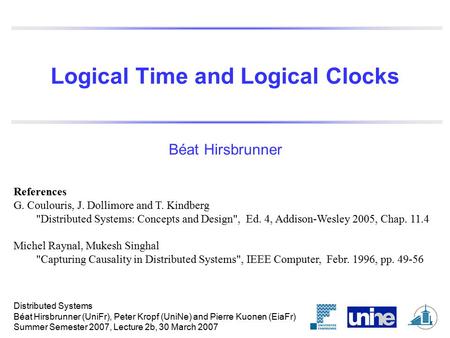 Logical Time and Logical Clocks