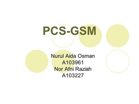 PCS-GSM Nurul Aida Osman A103961 Nor Afni Raziah A103227.