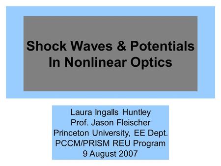 Shock Waves & Potentials