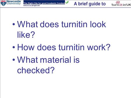 What does turnitin look like? How does turnitin work? What material is checked?