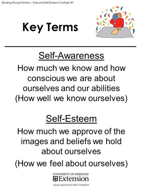 Equal opportunity/ADA institution Key Terms Self-Awareness How much we know and how conscious we are about ourselves and our abilities (How well we know.