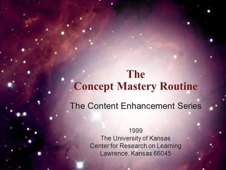 The Concept Mastery Routine