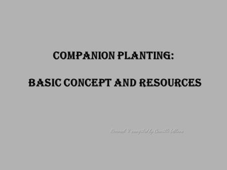 Companion Planting: Basic Concept and Resources. While companion planting has a long history, the mechanisms of beneficial plant interaction have not.