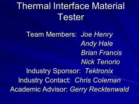 Thermal Interface Material Tester