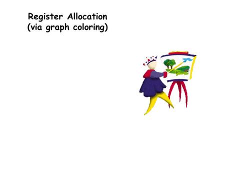 Register Allocation (via graph coloring). Lecture Outline Memory Hierarchy Management Register Allocation –Register interference graph –Graph coloring.