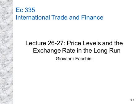 Ec 335 International Trade and Finance