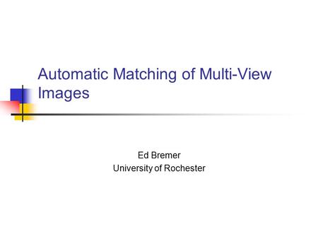 Automatic Matching of Multi-View Images