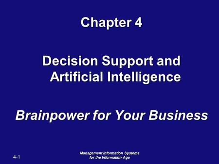 Decision Support and Artificial Intelligence