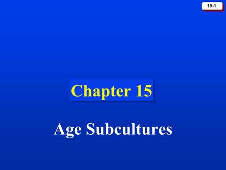 Chapter 15 Age Subcultures.