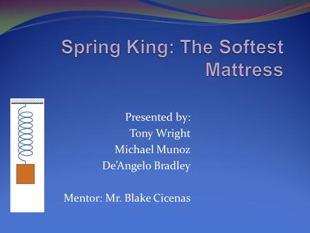 Presented by: Tony Wright Michael Munoz De’Angelo Bradley Mentor: Mr. Blake Cicenas.