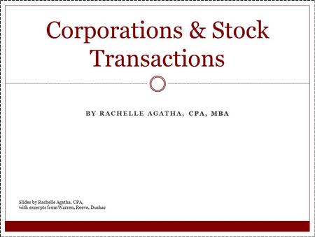 Corporations & Stock Transactions