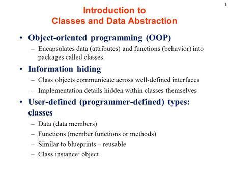 Introduction to Classes and Data Abstraction