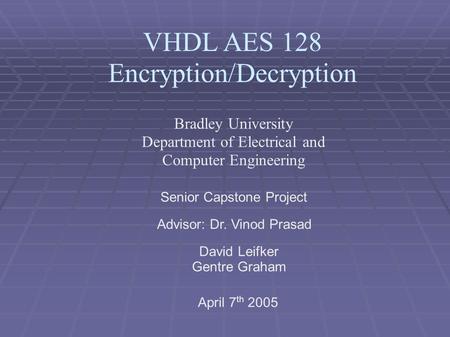 VHDL AES 128 Encryption/Decryption