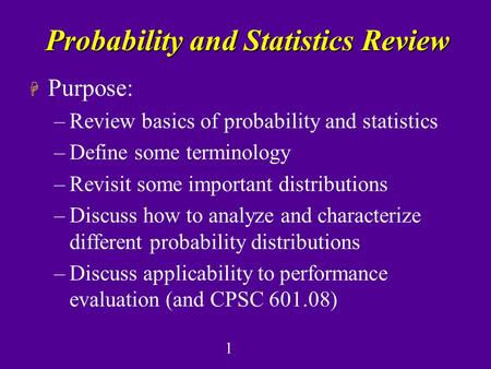 Probability and Statistics Review