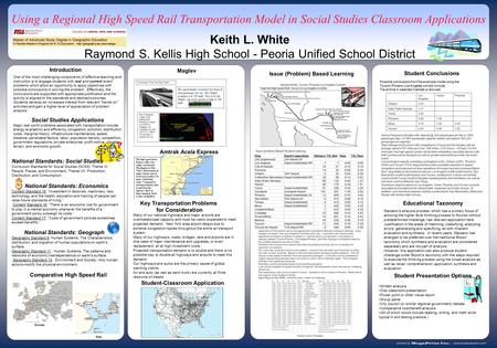 Student Conclusions Maglev Using a Regional High Speed Rail Transportation Model in Social Studies Classroom Applications Keith L. White Raymond S. Kellis.
