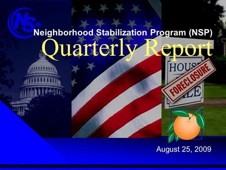 Neighborhood Stabilization Program (NSP) Quarterly Report August 25, 2009.