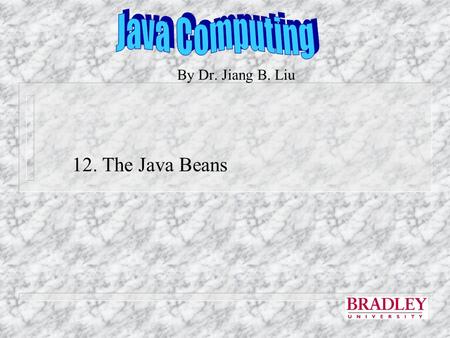 By Dr. Jiang B. Liu 12. The Java Beans. Java Beans n JavaBeans is a portable, platform-independent software component model written in Java. It enables.