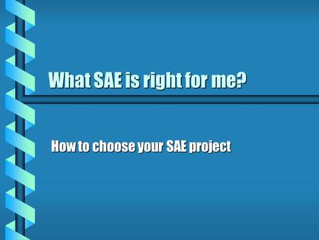 What SAE is right for me? How to choose your SAE project.
