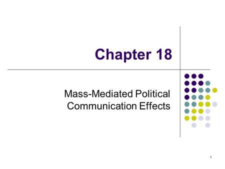1 Chapter 18 Mass-Mediated Political Communication Effects.