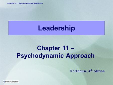 Chapter 11 – Psychodynamic Approach