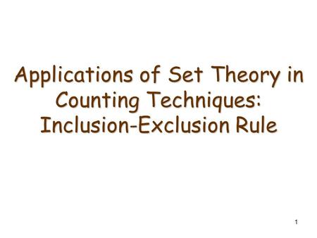 The Inclusion/Exclusion Rule for Two or Three Sets