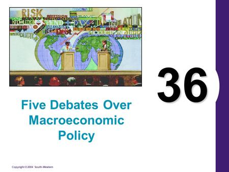 Copyright © 2004 South-Western 36 Five Debates Over Macroeconomic Policy.