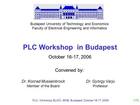 PLC Workshop in Budapest