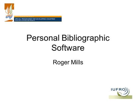 Personal Bibliographic Software Roger Mills. PBS A replacement for the card index Originally intended to manage references downloaded from abstracting/indexing.