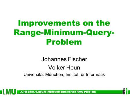 Improvements on the Range-Minimum-Query- Problem