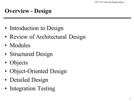 Overview - Design Introduction to Design