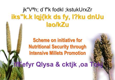 Iksk.k lqj{kk ds fy, l?ku dnUu lao/kZu Scheme on initiative for Nutritional Security through Intensive Millets Promotion jkVªh; d`fk fodkl ;kstukUrxZr.