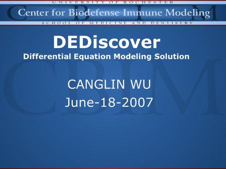 DEDiscover Differential Equation Modeling Solution CANGLIN WU June-18-2007.