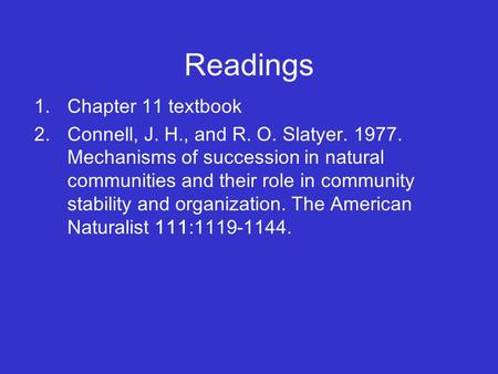 Readings Chapter 11 textbook