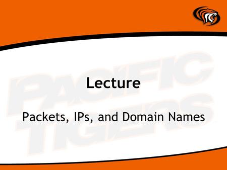 Lecture Packets, IPs, and Domain Names Packet Switching at the core of TCP/IP Robert Kahn & Vint Cerf –Fathers of the Internet –Vint Cerf is currently.
