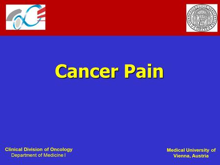 Clinical Division of Oncology Department of Medicine I Medical University of Vienna, Austria Cancer Pain.