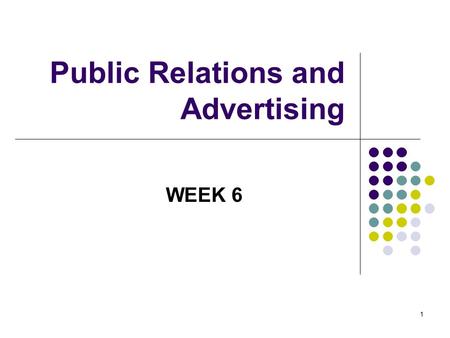 Public Relations and Advertising