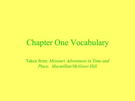Chapter One Vocabulary