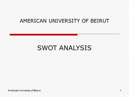 AMERICAN UNIVERSITY OF BEIRUT