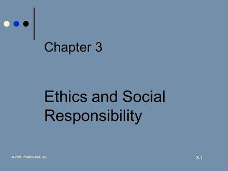 © 2005 Prentice-Hall, Inc. 3-1 Chapter 3 Ethics and Social Responsibility.