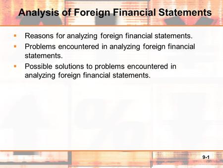 Analysis of Foreign Financial Statements