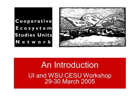 An Introduction UI and WSU CESU Workshop 29-30 March 2005.