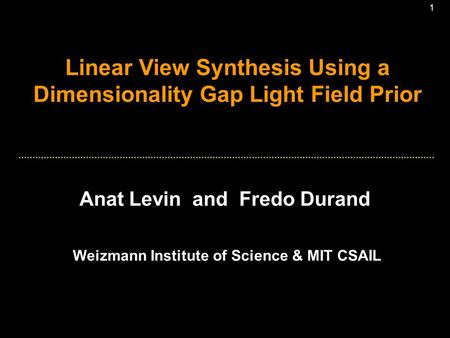 Linear View Synthesis Using a Dimensionality Gap Light Field Prior