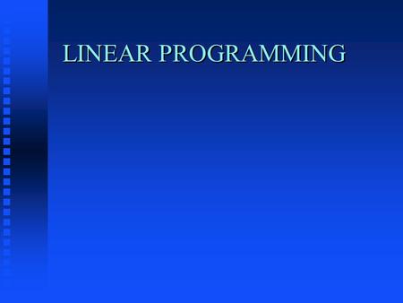 LINEAR PROGRAMMING. Introduction n Introduction: n objective n Constraints n Feasible Set n Solution.