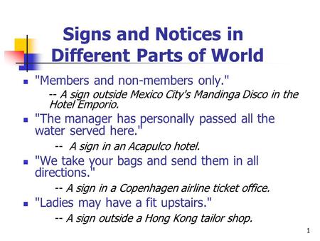 Signs and Notices in Different Parts of World
