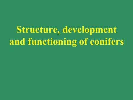 Structure, development and functioning of conifers.