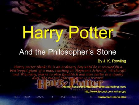 Harry Potter And the Philosopher’s Stone By J. K. Rowling Harry potter thinks he is an ordinary boy-until he is rescued by a beetle-eyed giant of a man,