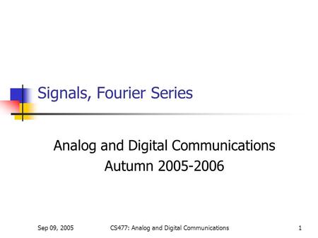 Signals, Fourier Series