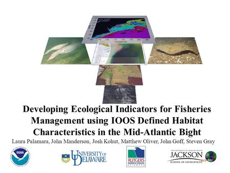 Laura Palamara, John Manderson, Josh Kohut, Matthew Oliver, John Goff, Steven Gray Developing Ecological Indicators for Fisheries Management using IOOS.
